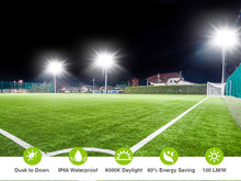 Load image into Gallery viewer, LED Flood Lights Outdoor, STASUN Max Series 750W 75000LM 6000K Dusk to Dawn Outdoor Lighting with Photocell, IP66 Waterproof, 3 Heads Adjustable Wide Outside Lighting for Parking Lot, Yard, Street, Stadium