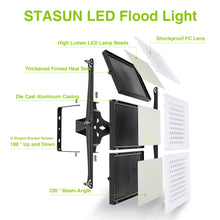 Load image into Gallery viewer, LED Flood Light Outdoor, STASUN Max Series 750W 75000lm 6000K Daylight White IP66 Waterproof, Stadium Lighting Commercial Parking Lot Light, Black