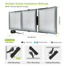 Load image into Gallery viewer, LED Flood Lights Outdoor, STASUN Max Series 900W 90000LM 6000K Dusk to Dawn Outdoor Lighting with Photocell, IP66 Waterproof, 3 Heads Adjustable Wide Outside Lighting for Parking Lot, Yard, Street, Stadium