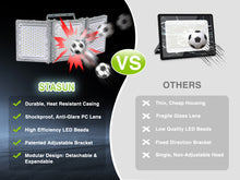 Load image into Gallery viewer, STASUN 900W LED Flood Light, Mini Series Stadium Lighting, 90000LM 6000K Daylight White, IP66 Waterproof, 3 Adjustable Panels