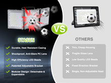 Load image into Gallery viewer, STASUN 900W LED Flood Light, Mini Series Stadium Lighting, 90000LM 6000K Daylight White, IP66 Waterproof, 3 Adjustable Panels