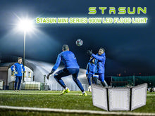 Load image into Gallery viewer, STASUN 900W LED Flood Light, Mini Series Stadium Lighting, 90000LM 6000K Daylight White, IP66 Waterproof, 3 Adjustable Panels