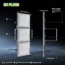 Load image into Gallery viewer, STASUN 900W LED Flood Light, Mini Series Stadium Lighting, 90000LM 6000K Daylight White, IP66 Waterproof, 3 Adjustable Panels