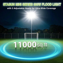 Load image into Gallery viewer, STASUN 900W LED Flood Light, Mini Series Stadium Lighting, 90000LM 6000K Daylight White, IP66 Waterproof, 3 Adjustable Panels