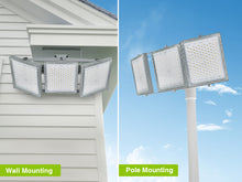 Load image into Gallery viewer, LED Flood Lights Outdoor, STASUN Max Series 900W 90000LM 6000K Dusk to Dawn Outdoor Lighting with Photocell, IP66 Waterproof, 3 Heads Adjustable Wide Outside Lighting for Parking Lot, Yard, Street, Stadium