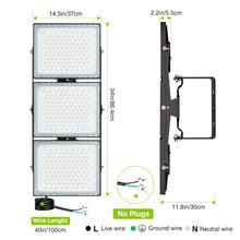 Load image into Gallery viewer, LED Flood Light Outdoor, STASUN Max Series 900W 90000lm 6000K Daylight White IP66 Waterproof, Stadium Lighting Commercial Parking Lot Light, Black
