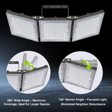 Load image into Gallery viewer, STASUN 900W LED Flood Light, Mini Series Stadium Lighting, 90000LM 6000K Daylight White, IP66 Waterproof, 3 Adjustable Panels