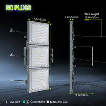 Load image into Gallery viewer, STASUN 900W LED Flood Light, Mini Series Stadium Lighting, 90000LM 6000K Daylight White, IP66 Waterproof, 3 Adjustable Panels