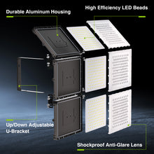 Load image into Gallery viewer, STASUN 900W LED Flood Light, Mini Series Stadium Lighting, 90000LM 6000K Daylight White, IP66 Waterproof, 3 Adjustable Panels