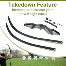 Load image into Gallery viewer, Black Hunter Takedown Recurve Bow, Left Hand Bow GLURAK 60" Wooden Archery Bow Hunting Bow for Outdoor Training Practice, 25-60lb
