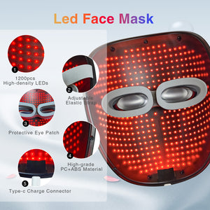CHICLUX 3-Color LED Red Light Mask - Red, Blue, and Yellow Light Therapy for Skin Rejuvenation, Anti-Aging, and Acne Treatment - Home Use Facial Mask with Clinically Proven Skin Care Technology for Youthful, Glowing Skin