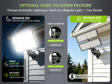 Load image into Gallery viewer, LED 200W Parking Lot Light, Outdoor Street Light, Optional Photocell 30,000LM, POLE MOUNT / WALL MOUNT, 2-Head Adjustable, 360° Rotation &amp; 120° Tilt, Horizontal/Vertical Mount, IP66, 100–277V, ETL, Hardwired
