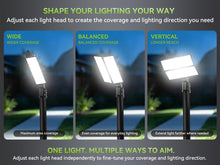 Load image into Gallery viewer, LED 200W Parking Lot Light, Outdoor Street Light, Optional Photocell 30,000LM, POLE MOUNT / WALL MOUNT, 2-Head Adjustable, 360° Rotation &amp; 120° Tilt, Horizontal/Vertical Mount, IP66, 100–277V, ETL, Hardwired
