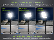 Load image into Gallery viewer, LED 400W Parking Lot Light, Outdoor Street Light, Optional Photocell 60,000LM, POLE MOUNT / WALL MOUNT, 2-Head Adjustable, 360° Rotation &amp; 120° Tilt, Horizontal/Vertical Mount, IP66, 100–277V, ETL, Hardwired（副本）
