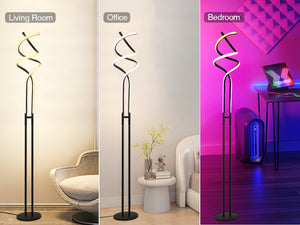 Modern RGB Spiral Floor Lamp, Dimmable LED Floor Lamp with RGBW, Ultra Bright, Standing Tall Lamp with Remote Reading Floor Lamp for Living Room Bedroom Office