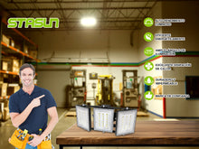 Load image into Gallery viewer, STASUN LED Flood Light Outdoor, 150W 15000lm 3000K Daylight White IP66 Waterproof, Commercial Parking Lot Light,3 Heads for Yard Street Stadium House Floodlight Bright Security Lights for Outdoor Area
