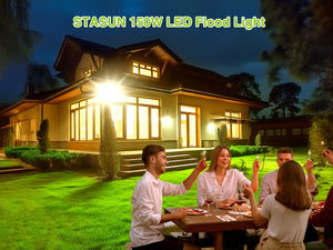STASUN LED Flood Light Outdoor, 150W 15000lm 3000K Warm White IP66 Waterproof, Commercial Parking Lot Light,3 Heads for Yard Street Stadium House Floodlight Bright Security Lights for Outdoor Area