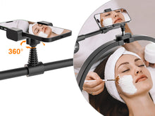 Load image into Gallery viewer, CHICLUX Lash Light for Eyelash Tech, 22 Inch Foldable Floor Lash Lamp for Eyelash Extensions, Dimmable LED Half Moon Lash Light with Phone Holder and Wheeled Base, Esthetician Light for Eyelash, Tattoo
