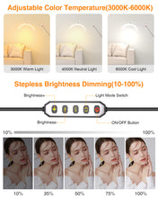 Load image into Gallery viewer, STASUN Lash Light for Eyelash Tech, Half Moon Light for Eyelash Extensions, LED Half Moon Floor Lamp Lash Extension Light Esthetician Light for Beauty Care, Tattoo Artists, Nail Tech, Salon SPA, Skincare
