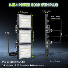 Load image into Gallery viewer, STASUN 150W LED Flood Light with Plug, Mini Series Outdoor Floodlight, 15000LM 6000K Daylight White, IP66 Waterproof, 3 Adjustable Heads, LED Exterior Flood Light for Backyard, Driveway, Garage, Patio
