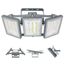 Load image into Gallery viewer, STASUN LED Flood Light Outdoor, 150W 15000lm 3000K Warm White IP66 Waterproof, Commercial Parking Lot Light,3 Heads for Yard Street Stadium House Floodlight Bright Security Lights for Outdoor Area
