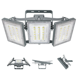 STASUN LED Flood Light Outdoor, 150W 15000lm 3000K Warm White IP66 Waterproof, Commercial Parking Lot Light,3 Heads for Yard Street Stadium House Floodlight Bright Security Lights for Outdoor Area