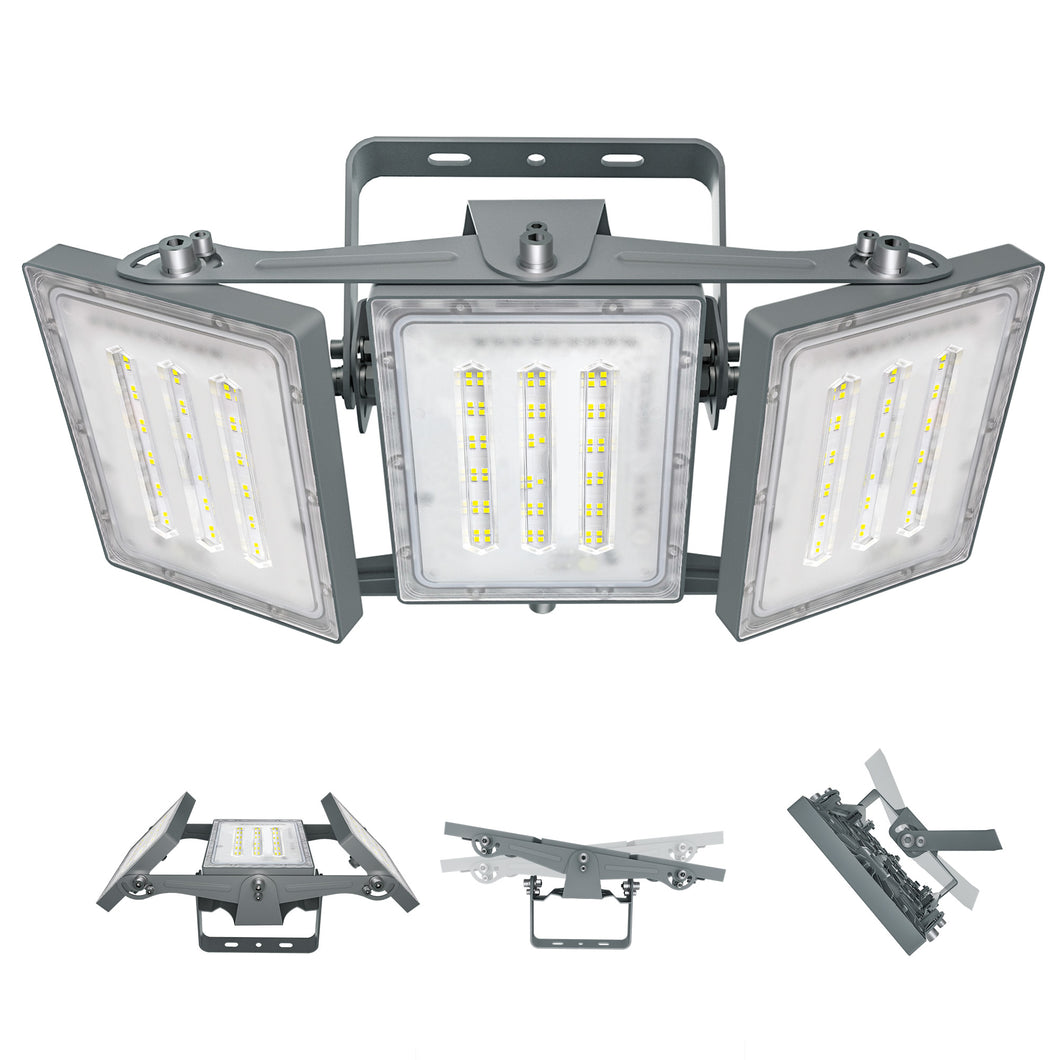 STASUN LED Flood Light Outdoor, 150W 15000lm 3000K Warm White IP66 Waterproof, Commercial Parking Lot Light,3 Heads for Yard Street Stadium House Floodlight Bright Security Lights for Outdoor Area