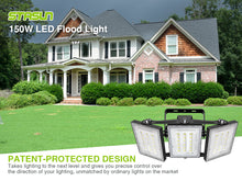 Load image into Gallery viewer, STASUN LED Flood Light Outdoor, 150W 15000lm 3000K Daylight White IP66 Waterproof, Commercial Parking Lot Light,3 Heads for Yard Street Stadium House Floodlight Bright Security Lights for Outdoor Area
