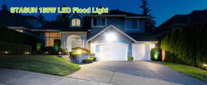 LED Flood Light Outdoor, STASUN 150W 15000lm 6000K Daylight White IP66 Waterproof, Stadium Lighting Commercial Parking Lot Light, Black