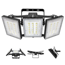 Load image into Gallery viewer, STASUN LED Flood Light Outdoor, 150W 15000lm 3000K Daylight White IP66 Waterproof, Commercial Parking Lot Light,3 Heads for Yard Street Stadium House Floodlight Bright Security Lights for Outdoor Area
