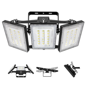 STASUN LED Flood Light Outdoor, 150W 15000lm 3000K Daylight White IP66 Waterproof, Commercial Parking Lot Light,3 Heads for Yard Street Stadium House Floodlight Bright Security Lights for Outdoor Area