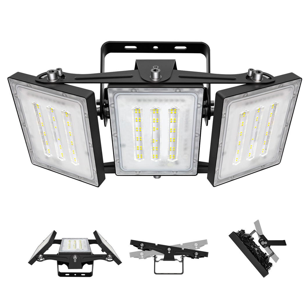STASUN LED Flood Light Outdoor, 150W 15000lm 3000K Daylight White IP66 Waterproof, Commercial Parking Lot Light,3 Heads for Yard Street Stadium House Floodlight Bright Security Lights for Outdoor Area