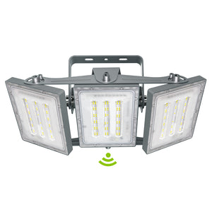 LED Flood Lights Outdoor, 150W 15000LM 6000K Dusk to Dawn Outdoor Lighting with Photocell, IP66 Waterproof, 3 Heads Adjustable Wide Outside Lighting for Parking Lot, Yard, Street, Stadium