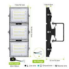 Load image into Gallery viewer, STASUN LED Flood Light Outdoor, 150W 15000lm 3000K Daylight White IP66 Waterproof, Commercial Parking Lot Light,3 Heads for Yard Street Stadium House Floodlight Bright Security Lights for Outdoor Area
