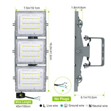 Load image into Gallery viewer, STASUN LED Flood Light Outdoor, 150W 15000lm 3000K Warm White IP66 Waterproof, Commercial Parking Lot Light,3 Heads for Yard Street Stadium House Floodlight Bright Security Lights for Outdoor Area
