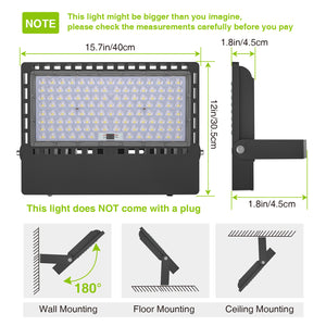 STASUN 𝟮𝟰𝟬𝗪 36000LM LED Stadium Flood Lights, Professional Grade Security Lights - High-Intensity, Energy-Efficient, and Long-Lasting 5000K for Yard, Sports, Street, Commercial, Outdoor