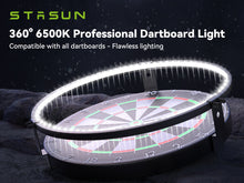 Load image into Gallery viewer, STASUN 360° Dartboard Light,White LED Darts Lighting,Dimmable Dart Board Surround Ring Lighting System,12W 6500K Magnetic Darts Light and Accessories for The Whole Board
