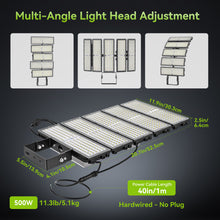 Load image into Gallery viewer, LED 500W Parking Lot Light, Outdoor Street Light, Optional Photocell 75,000LM, POLE MOUNT / WALL MOUNT, 2-Head Adjustable, 360° Rotation &amp; 120° Tilt, Horizontal/Vertical Mount, IP66, 100–277V, ETL, Hardwired

