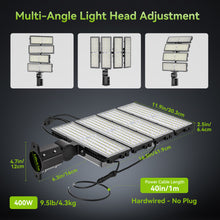 Load image into Gallery viewer, LED 400W Parking Lot Light, Outdoor Street Light, Optional Photocell 60,000LM, POLE MOUNT / WALL MOUNT, 2-Head Adjustable, 360° Rotation &amp; 120° Tilt, Horizontal/Vertical Mount, IP66, 100–277V, ETL, Hardwired（副本）

