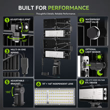 Load image into Gallery viewer, LED 400W Parking Lot Light, Outdoor Street Light, Optional Photocell 60,000LM, POLE MOUNT / WALL MOUNT, 2-Head Adjustable, 360° Rotation &amp; 120° Tilt, Horizontal/Vertical Mount, IP66, 100–277V, ETL, Hardwired（副本）

