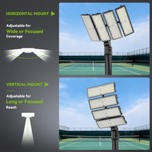 Load image into Gallery viewer, LED 400W Parking Lot Light, Outdoor Street Light, Optional Photocell 60,000LM, POLE MOUNT / WALL MOUNT, 2-Head Adjustable, 360° Rotation &amp; 120° Tilt, Horizontal/Vertical Mount, IP66, 100–277V, ETL, Hardwired（副本）
