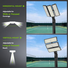 Load image into Gallery viewer, LED 300W Parking Lot Light, Outdoor Street Light, Optional Photocell 45,000LM, POLE MOUNT / WALL MOUNT, 2-Head Adjustable, 360° Rotation &amp; 120° Tilt, Horizontal/Vertical Mount, IP66, 100–277V, ETL, Hardwired
