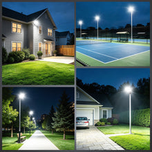 Load image into Gallery viewer, LED 200W Parking Lot Light, Outdoor Street Light, Optional Photocell 30,000LM, POLE MOUNT / WALL MOUNT, 2-Head Adjustable, 360° Rotation &amp; 120° Tilt, Horizontal/Vertical Mount, IP66, 100–277V, ETL, Hardwired
