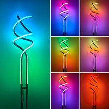 Load image into Gallery viewer, Modern RGB Spiral Floor Lamp, Dimmable LED Floor Lamp with RGBW, Ultra Bright, Standing Tall Lamp with Remote Reading Floor Lamp for Living Room Bedroom Office
