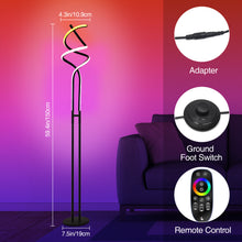 Load image into Gallery viewer, Modern RGB Spiral Floor Lamp, Dimmable LED Floor Lamp with RGBW, Ultra Bright, Standing Tall Lamp with Remote Reading Floor Lamp for Living Room Bedroom Office
