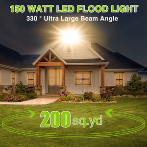 STASUN LED Flood Light Outdoor, 150W 15000lm 3000K Daylight White IP66 Waterproof, Commercial Parking Lot Light,3 Heads for Yard Street Stadium House Floodlight Bright Security Lights for Outdoor Area