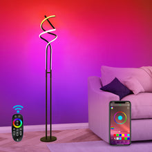 Load image into Gallery viewer, Modern RGB Spiral Floor Lamp, Dimmable LED Floor Lamp with RGBW, Ultra Bright, Standing Tall Lamp with Remote Reading Floor Lamp for Living Room Bedroom Office
