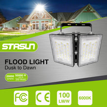 Load image into Gallery viewer, LED Flood Lights Outdoor, 200W 20000LM 6000K Dusk to Dawn Outdoor Lighting with Photocell, IP66 Waterproof, 2 Heads Adjustable Wide Outside Lighting for Parking Lot, Yard, Street, Stadium
