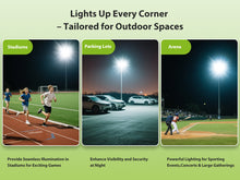 Load image into Gallery viewer, STASUN 800W LED Stadium Lights Outdoor – Ultra Series High Power, ETL Certified, 120000LM, 5000K Daylight, 60° Beam, 100-277V, IP67 Waterproof Flood Lights for Arena, Sports Field, Parking Lot
