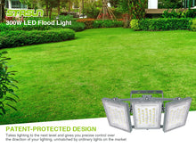 Load image into Gallery viewer, STASUN LED Flood Light Outdoor, 300W 30000lm 3000K Warm White IP66 Waterproof, Commercial Parking Lot Light,3 Heads for Yard Street Stadium House Floodlight Bright Security Lights for Outdoor Area
